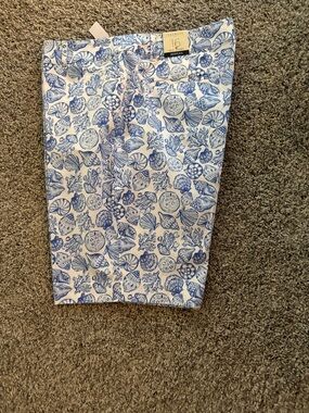 Talbots Blue and White Sea Shell Print Bermuda Shorts